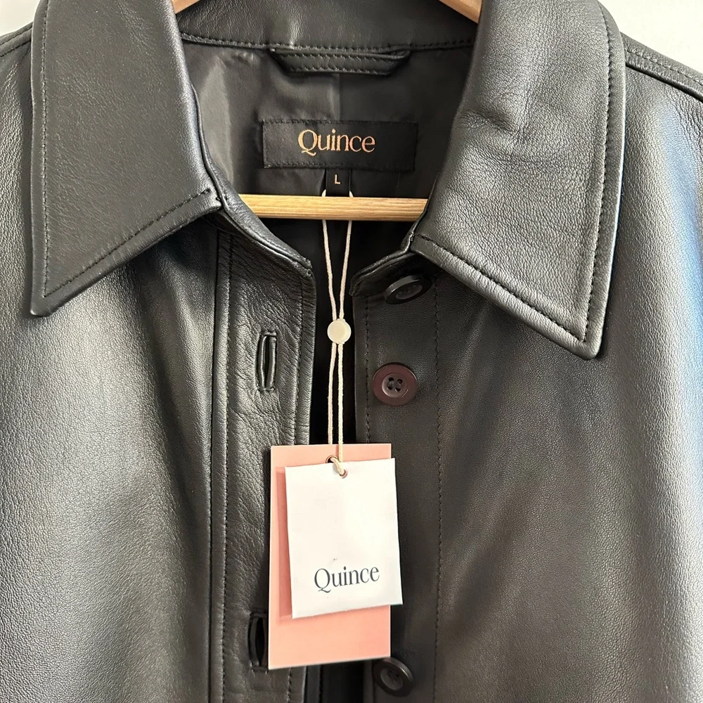 NWT Quince 100% Leather Shirt Jacket - Picture 4 of 14